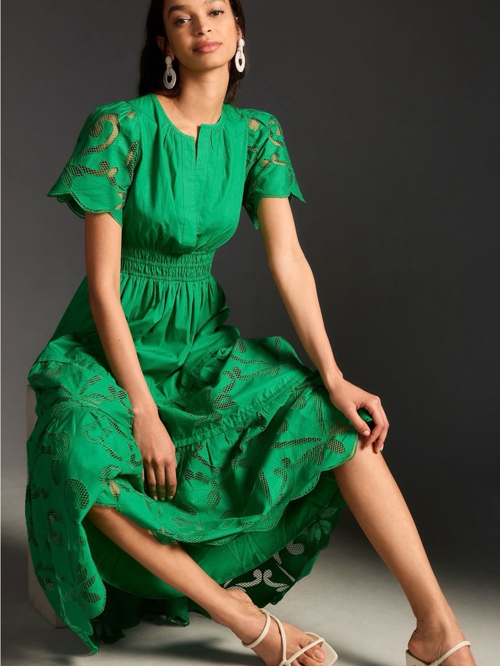 Anthropologie Somerset Cutwork Tiered Maxi Dress - Picture 3 of 13